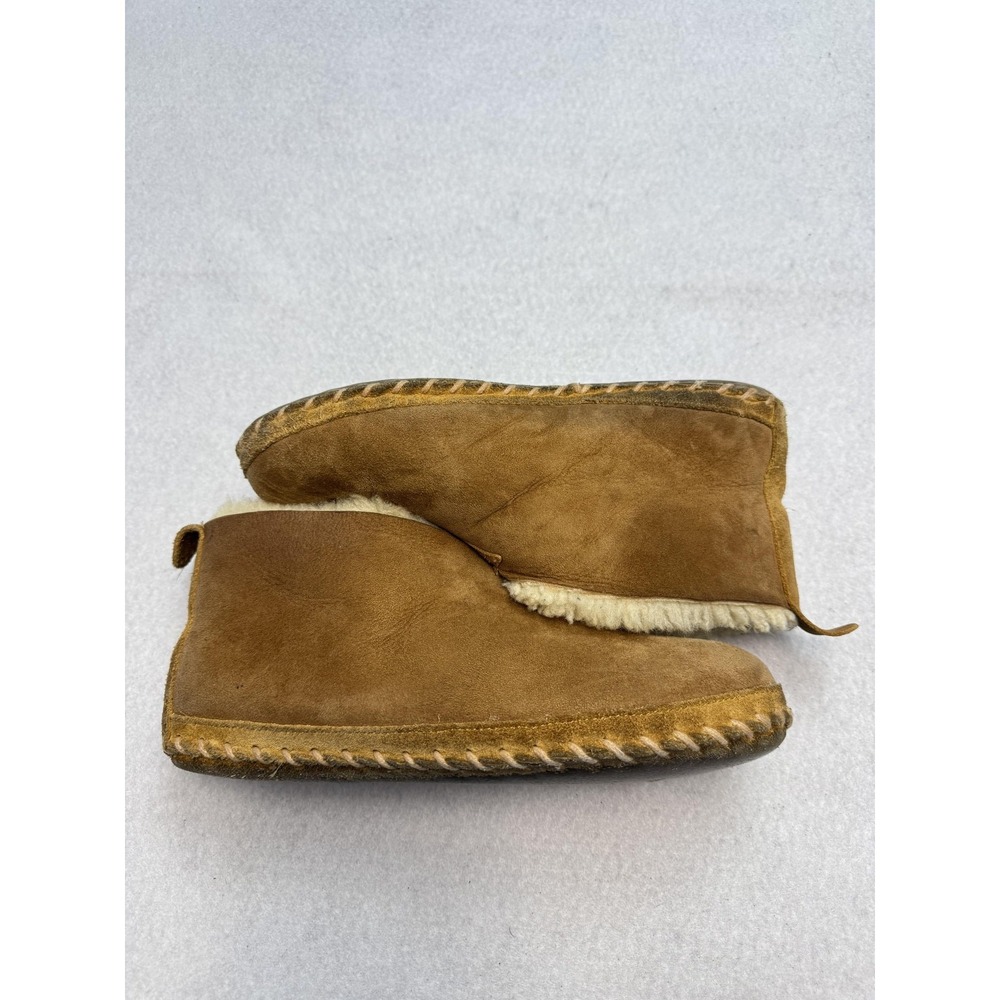 L.L. Bean Slipper Bootie Mens Size 10 Brown Tan Suede Fleece Lined Moccasin